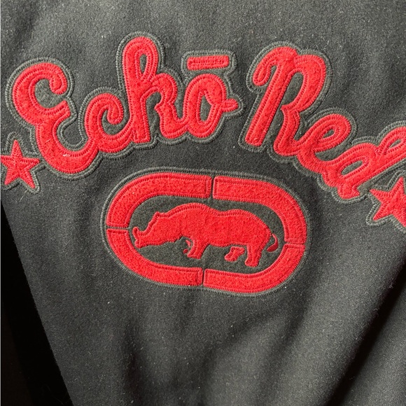 Vintage EckoRed Womens L Red leather Varsity Jacket RARE ecko red - Picture 5 of 6